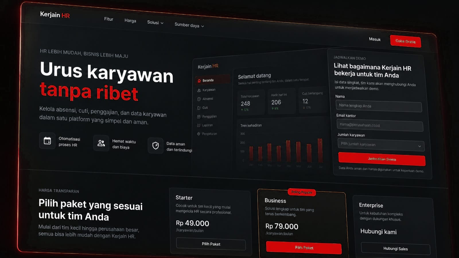 Layar Kerjain HR, tampilan 2